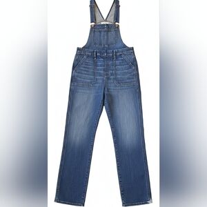 Madewell Stovepipe Overalls in Lorton Wash Blue Denim Side Zip Size M